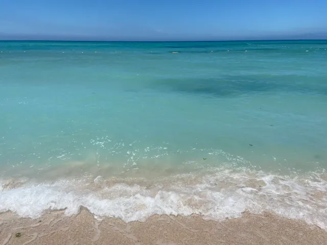 מים טורקיזים רדודים וחול בהיר בקו החוף